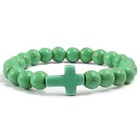 Cross Beaded Bracelet Natural Stone Handmade Men Women Prayer Gift