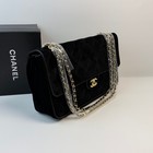 Classic Black Diamond Quilted Suede Medium Shoulder Bag Gold Turn Lock Handbag