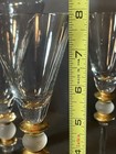 Vntg Mcm Gold Accent Decanter W  Stopper 4 Cordial Footed Glass Bar Set 6 Piece