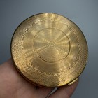 Vintage Brass Guilloche Enamel Powder Compact Mirror Vanity Case Makeup Box