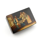 Antique 19thc Russian Papier Mache Lukutin Hand Painted Lacquer Table Snuff Box