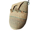 Vtg Boho Woven Wicker   Bamboo Backpack Gathering Basket W o Straps