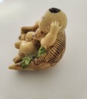 Figurine Art Child Wicker Basket Asian Japanese Chinese 2  Antique Vintage B63