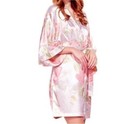 Satin Floral Pink Japanese Kimono Pajamas Sleepwear Bathrobe Large
