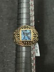 Nos Vintage 14k Gold Plated With Blue Spinel Chunky Cocktail Ring Size 6 Nwt