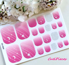 Nail Art Self Adhesive Full Toe Polish Wrap Sticker Pink Moon Star Glitter Tx045