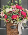 Rustic Handmade Flat Hanging Willow Basket   Door  Basket   Floral Welcome Baske
