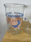 Vtg Bama Jelly Jar Juice Glasses Pigs   Goose With Blue Bow Set Of 3 Farmhouse