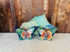Set Of 2 Handcrafted Tiny Talavera Style Butterflies Hand Painted Mexican Art