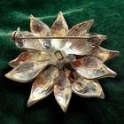 Red Enamel Poinsettia Flower Brooch Vintage Silver Tone Rhinestone Holiday Pin