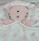 Gerber Plush Kitty Baby Lovey Security Blanket Washcloth Pink White 10  X 10 