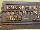 1935 Connecticut Tercentenary Metal Plate - License Plate  1635-1935 Look 