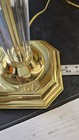 Vintage Swing Arm Gold Polished Brass Table Lamp Light W Tall Harp Hexagon Base