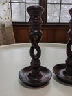 Antique Oak Open Barley Twist Candle Holder 9 Inches Tall