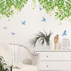 Green Vines Wall Decals Bird Plants Stickers Murals Art Home Background Decor