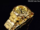 New Invicta Men s 48mm Pro Diver Scuba Chronograph Gold Tone Ss Gold Dial Watch