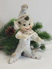 Christmas Pixie Elf Ceramic Figurine Norcrest Napco Mcm Kitschy Decor 