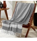 Lightweight Woven Throw Blanket Soft Living Room Neutral Grey 50x70