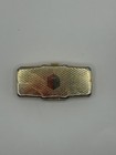 Beautiful Gold Tone Metal Pillbox With Floral Top Vintage  2 5 Inches In Length 