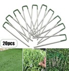 20x Half Green Artificial Grass U-pins Metal Galvanised-pegs Staples Astro-turf