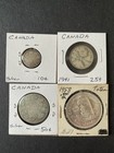 Silver Canadian Coins Mixed Lot 50c  25c  10c And One Dollar