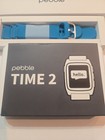 Pebble Time 2 Smartwatch Black gray  Silicone Band Blue silver