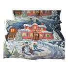 2 Christmas Tapestry Pillows Country House Barn Snowman Kids 18 X13 Euc Blue Red