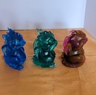 Set Of 3 Resin Dragon Statues Blue Green Brown Fantasy Collectible Figurines