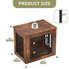 27  Small Dog Crate Wood Kennel Heavy Duty Cage Side Table Pet Iron Frame Brown