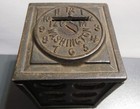 Antique Cast Iron  world Time  Coin Savings Bank - By Arcade