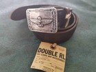 Double Rl Rrl Arrowhead Buckle Vintage Western Tooled Brown Leather Belt Size 34