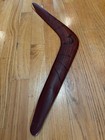 Australian Carved Wooden Boomerang Kangaroo Etching Signed