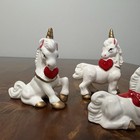 Lot Of 4 Vintage Hand Painted Unicorn Figurines Red White Valentine   s Day