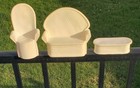 Vintage Meritus Chair Table Couch Faux White Wicker 1984 Barbie Furniture Set