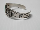 Vintage Navajo Indian Bell Silver Harvey Era Sterling Silver Turquoise Bracelet