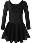  Girls    Ballet Dance Leotards With Flutter Sleeve Petal Skirt 4-6 Years T-black