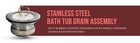 Highcraft 9783 Stainl Steel Bath Tub Drain Assembly With Rubber Sper