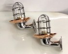 Set Of Two Wall Antiques Fixture     Copper Shade   Sleek Aluminum Build Lights