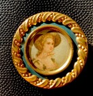 Antique 1860s Buttons   Victorian Lithograph Portraits   Beautiful Brass Cover