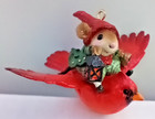Wee Forest Folk Aerial Elf Ornament Co-02 Retired Christmas Red Cardinal