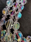 4pc Vintage Ab Cut Crystal Bicone 3 Strand Necklace Earrings Brooch Bracelet 