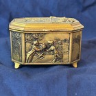 Vtg Weidlich Bros 423 Trinket Jewelry Box Courting Scenes Fabric Lined