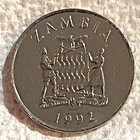 1992 Zambia Coin 25 Ngwee Crowned Hornbill Bird Animal African Wildlife