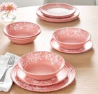 New Pioneer Woman Pink Floral  Daisy Melamine Dinnerware Set  12 Pc 