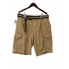 Nwt Izod Khaki Cargo Shorts Men 36 Flat Front Cotton Belted Classic Fit