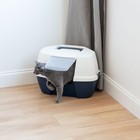 Iris Large Corner Cat Litter Box With Lid   Enclosed Design  Handle   Buckles 