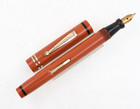 Vintage Diamond Point Fountain Pen Orange Bakelite 14k F Nib