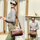 Full Grain Leather Doctor Bag Purse For Women Handbag Small Shoulder Bag Vint   