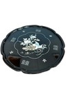 Vintage Korean Mother Of Pearl Inlay Black Lacquer Folding Tea Table 17 5   