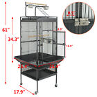 61  Large Bird Cage With Play Top Non-toxic Powder Coated Steel Pet House Black